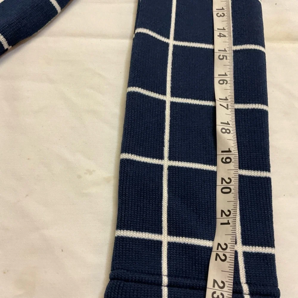 J. Crew Navy and White Grid Turtleneck Sweater